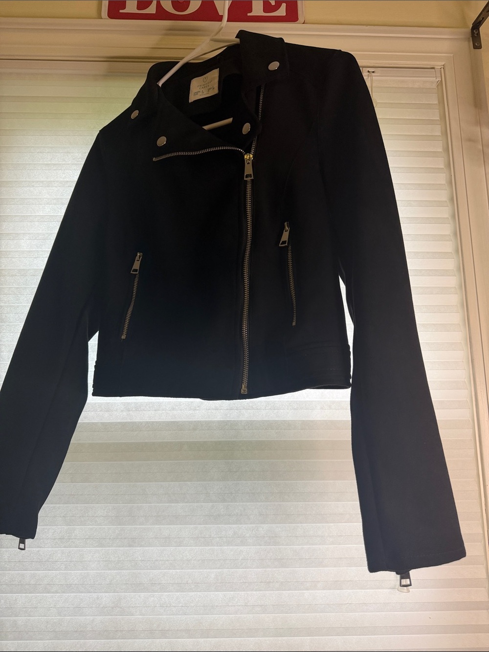 Women’s Black Moto Jacket with Asymmetric Zipper